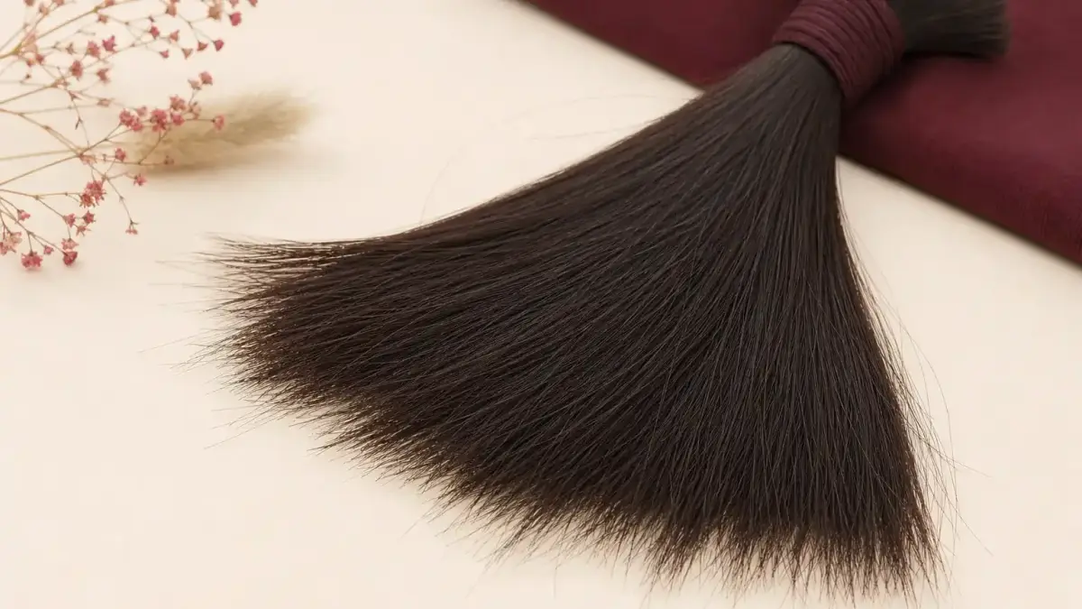 Ảnh minh họa AI 2: bề mặt sợi và phần ngọn tóc ở góc nhìn gần — cần hỏi gì khi đặt mua tóc Remy theo mẫu thực tế
