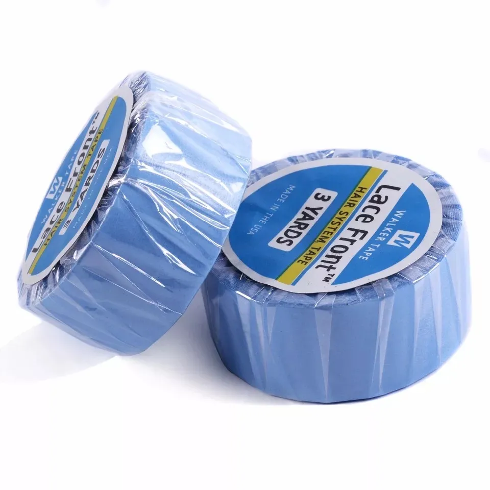 Hai cuộn băng keo dán tóc giả Lace Front màu xanh trong bao gói