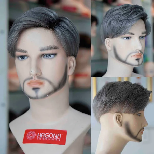 Ảnh sản phẩm Tóc giả nam che mái hói kiểu Side Part màu xám khói