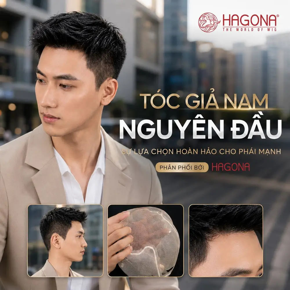 Tóc giả nam nguyên đầu siêu da đầu