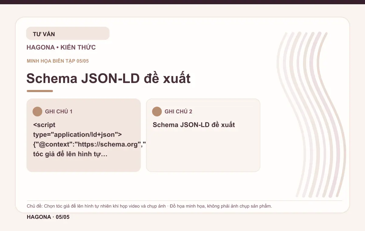 Đồ họa minh họa HAGONA về Schema JSON-LD đề xuất trong bài Chọn tóc giả để lên hình tự nhiên khi họp video và chụp ảnh