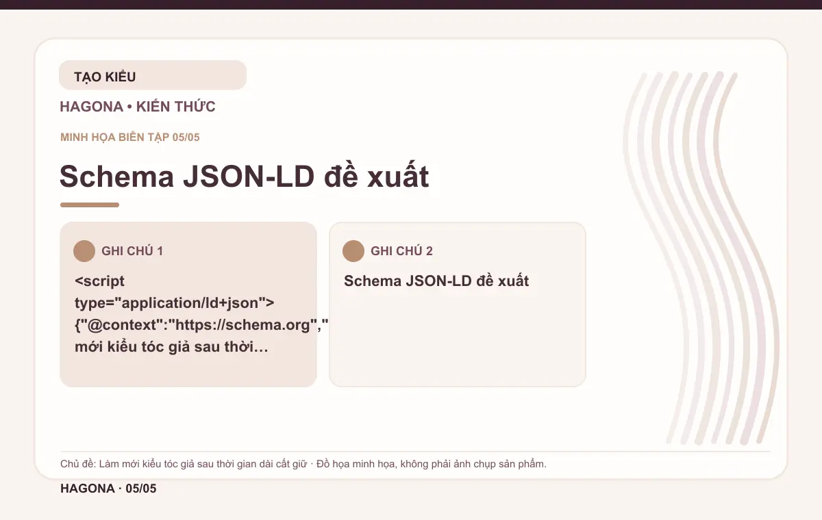 Đồ họa minh họa HAGONA về Schema JSON-LD đề xuất trong bài Làm mới kiểu tóc giả sau thời gian dài cất giữ