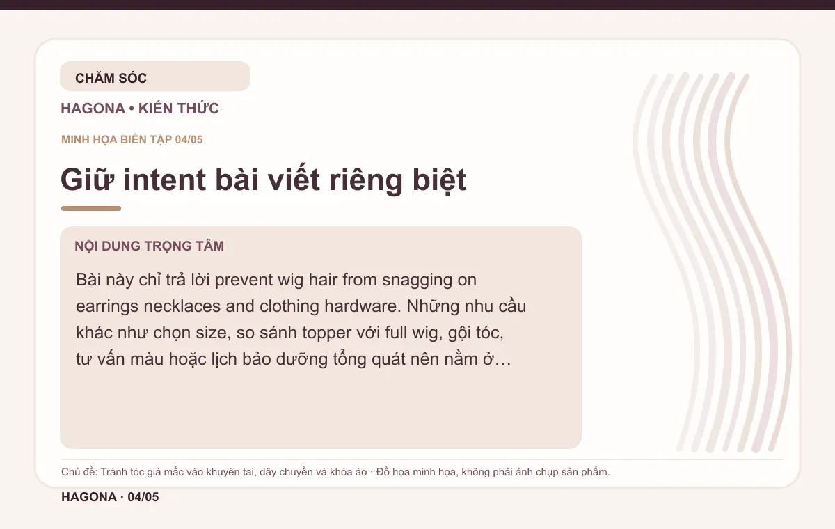Đồ họa minh họa HAGONA về Giữ intent bài viết riêng biệt trong bài Tránh tóc giả mắc vào khuyên tai, dây chuyền và khóa áo