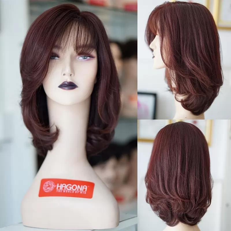 Tóc giả nữ mái thưa kết hợp mái bay