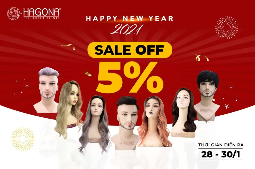 TÓC GIẢ CAO CẤP HAGONA SALE OFF 5% DỊP NĂM MỚI 2021