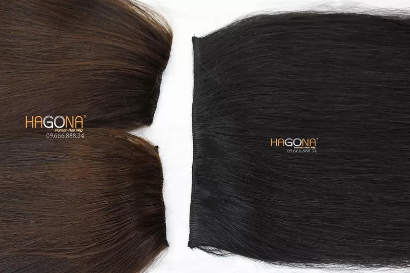 Tóc giả kẹp phím phồng tàng hình 100% tóc thật! Tóc giả Hagona