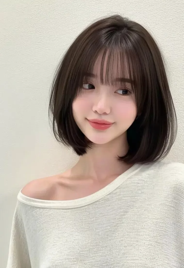 Tóc ngắn mái thưa cho mặt nhỏ