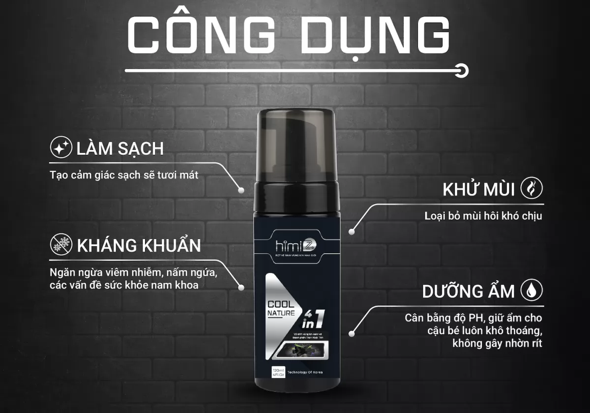 Review bọt vệ sinh vùng kín nam giới Himiz Cool Nature 4in1 từ hot TikToker