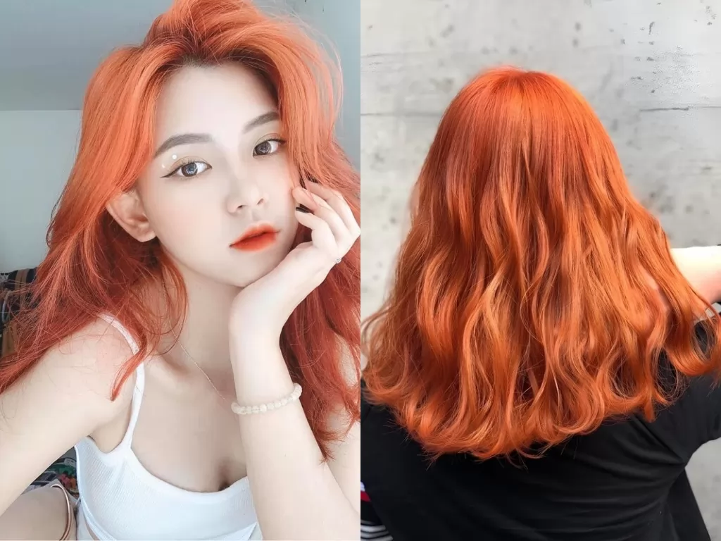 Nhuộm tóc màu cam đào