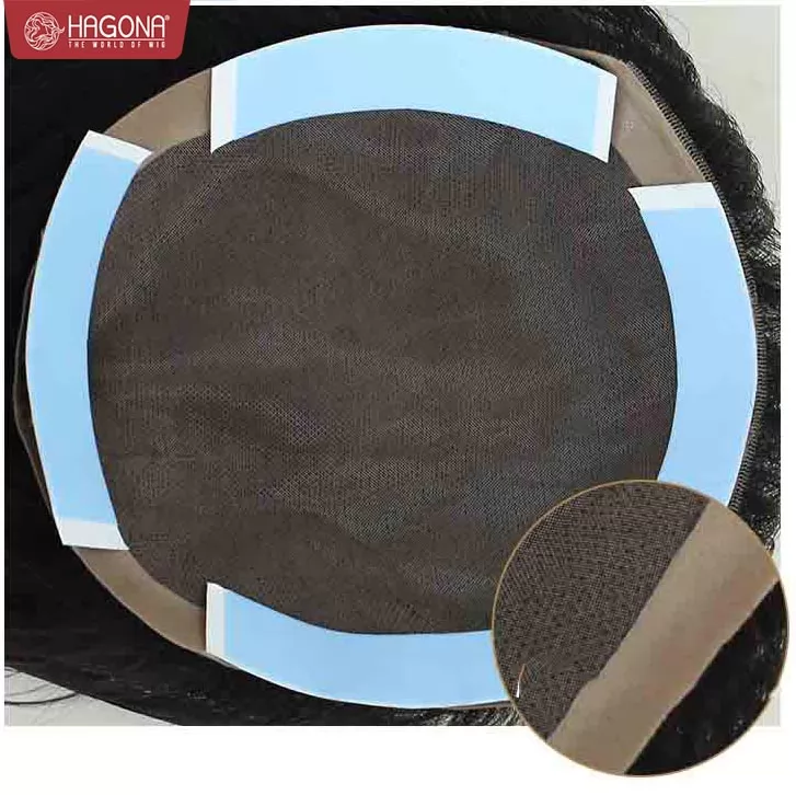 Mái hói siêu da đầu 4S viền Poly xung quanh dán keo gắn kẹp