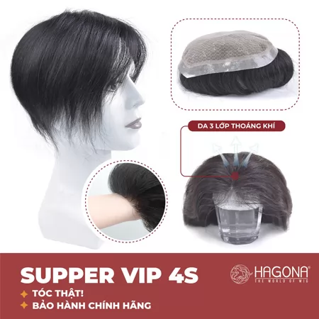 Mái hói siêu da đầu 4S viền Poly xung quanh dán keo gắn kẹp
