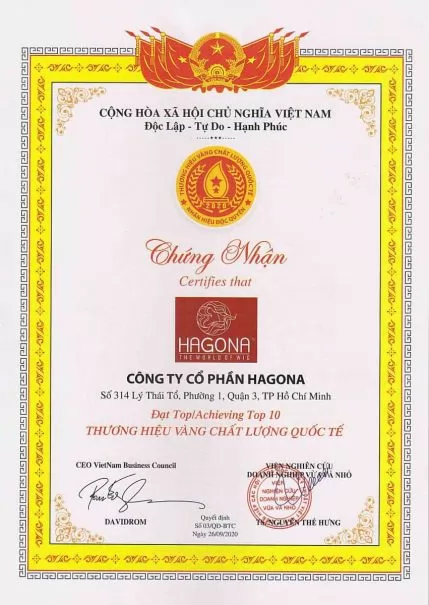 Hagona thương hiệu vàng chất lượng quốc tế