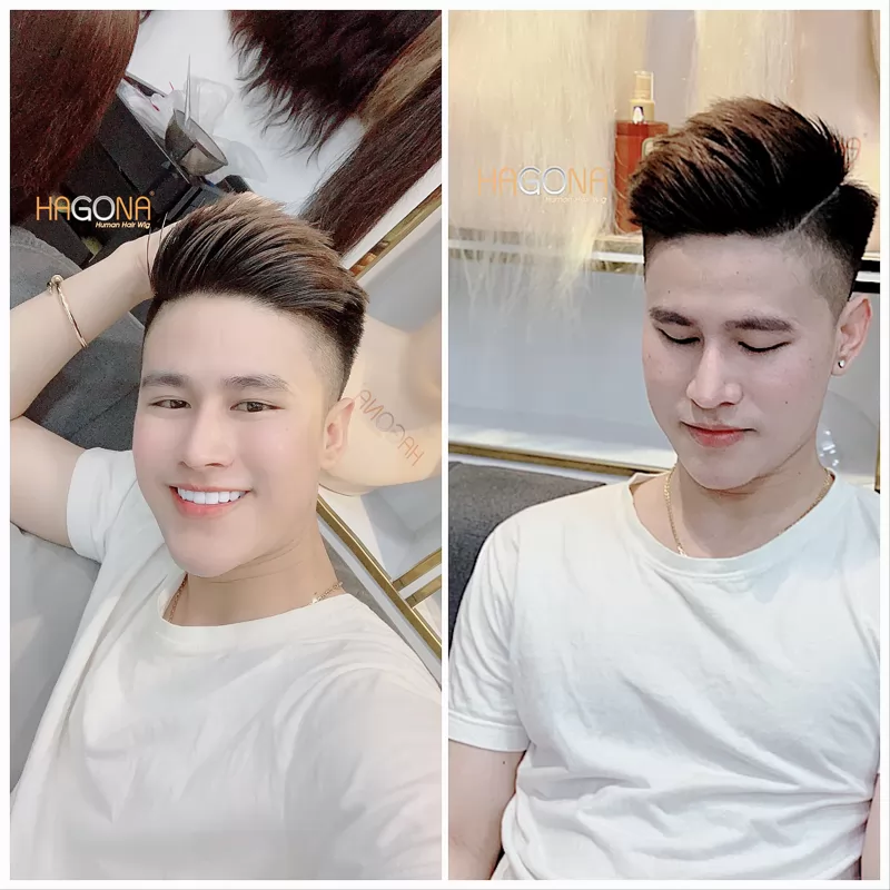 Tóc giả nam HGN 22 nhuộm nâu vuốt keo trẻ trung và phong cách