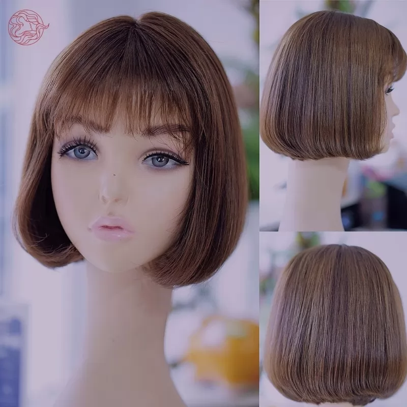 Kiểu tóc giả nữ trung niên mái thưa nhẹ nhàng