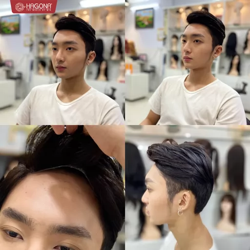 Tóc mái che hói màng lưới ren mềm viền PU bằng tóc thật GV 2S