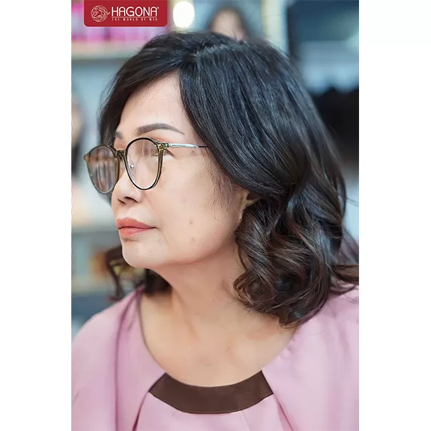 Tóc giả nữ trung niên uốn xoăn lọn sóng gợn