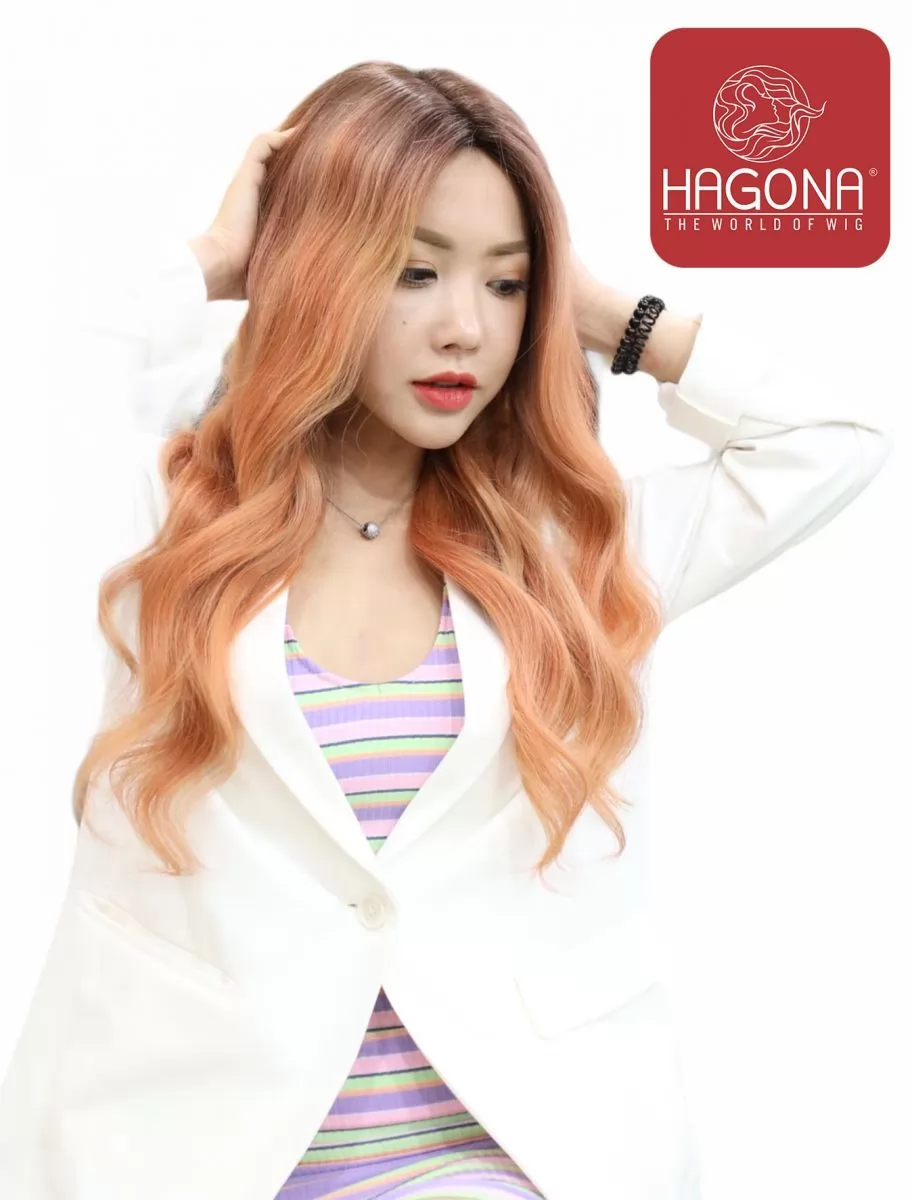Sở hữu mái tóc long lanh như tự nhiên với tóc giả nữ nguyên đầu dài xoăn màu cam nhạt