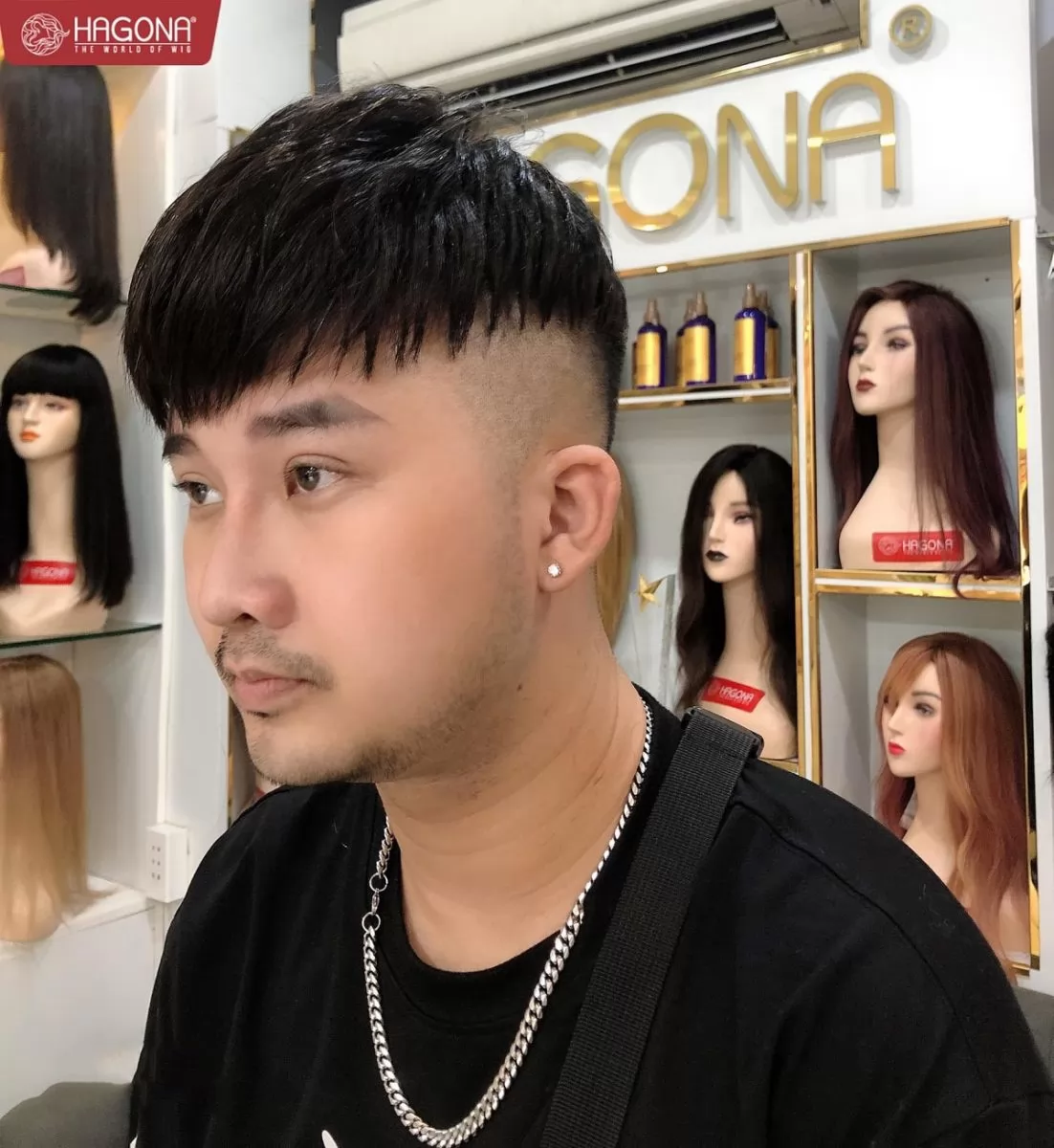 cách dán tóc giả nam