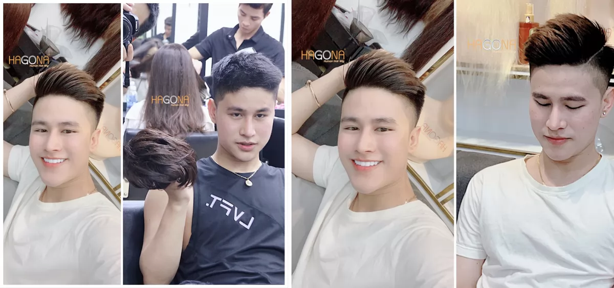 Tóc giả nam HGN 22 nhuộm nâu vuốt keo trẻ trung và phong cách 