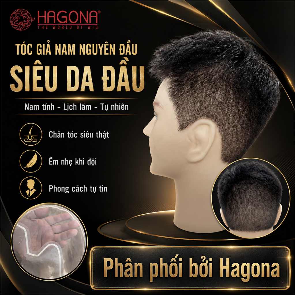 Tóc giả nam nguyên đầu siêu da đầu