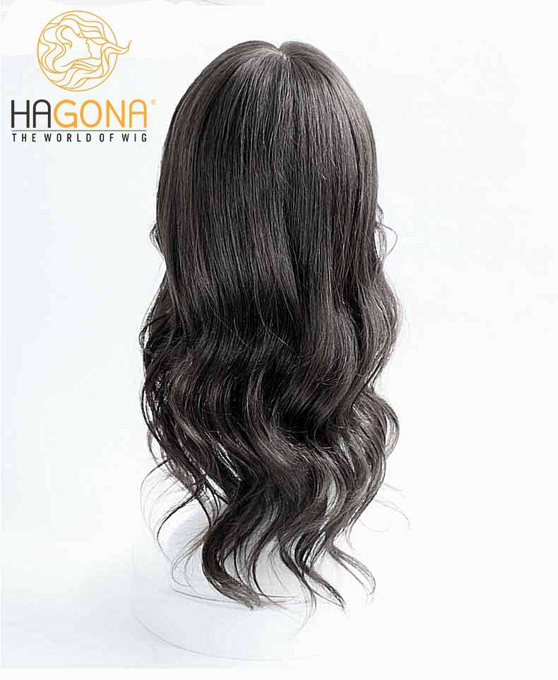 Tóc giả nữ nguyên đầu dài xoăn tóc thật có da đầu Hagona