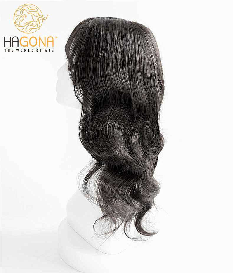 Tóc giả nữ nguyên đầu dài xoăn tóc thật có da đầu Hagona