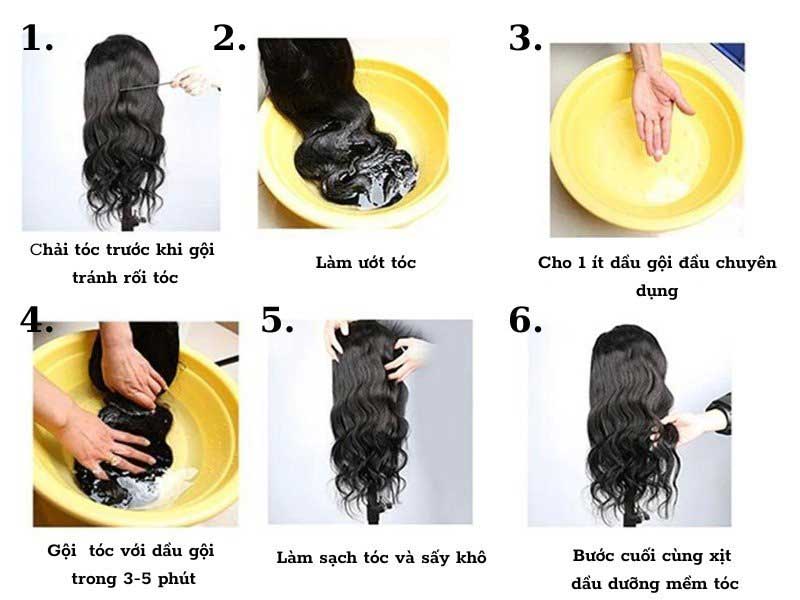 Cách giặt tóc giả nguyên đầu làm bằng tóc thật