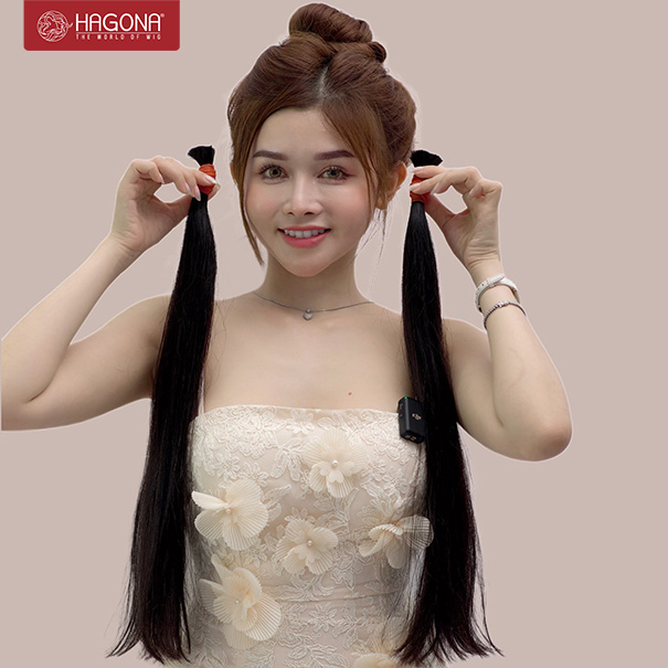 Tóc nối 60cm làm bằng 100% tóc thật của Hagona 
