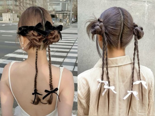 Tóc buộc hai bên tết lọn nhỏ