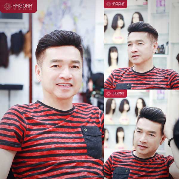 Nghệ sỹ Quang Minh sử dụng tóc giả nam che hói tại Hagona