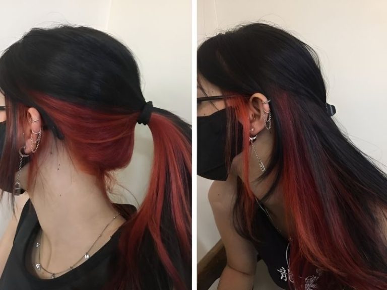 Nhuộm tóc highlight màu đỏ cam