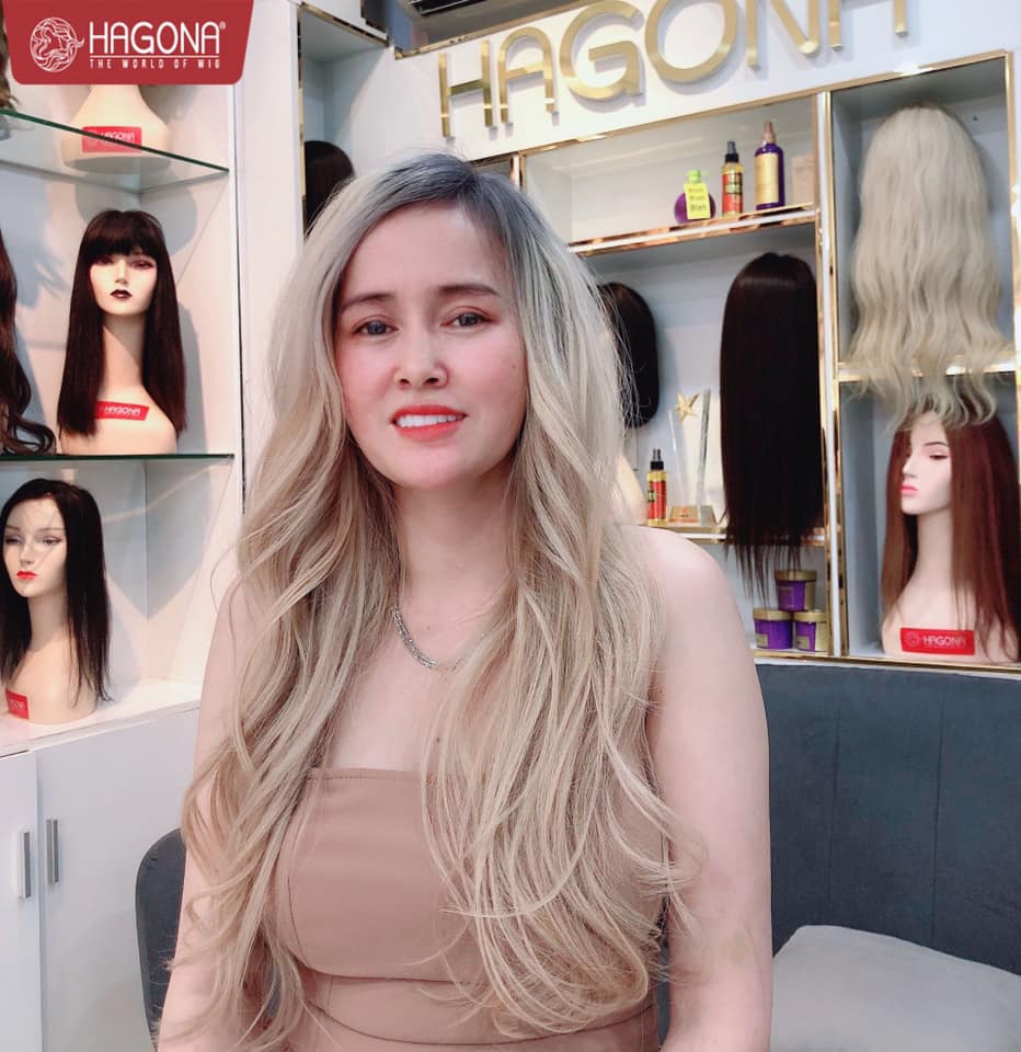 Tóc giả nữ màu bạch kim